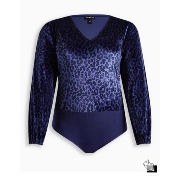 TORRID Blue Velvet Animal Print Bodysuit - Picture 4 of 8